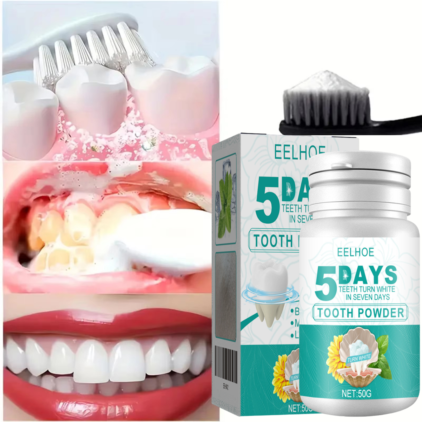 Teeth Whitening At Home - Mint Tooth Powder Fresh Breath 5
