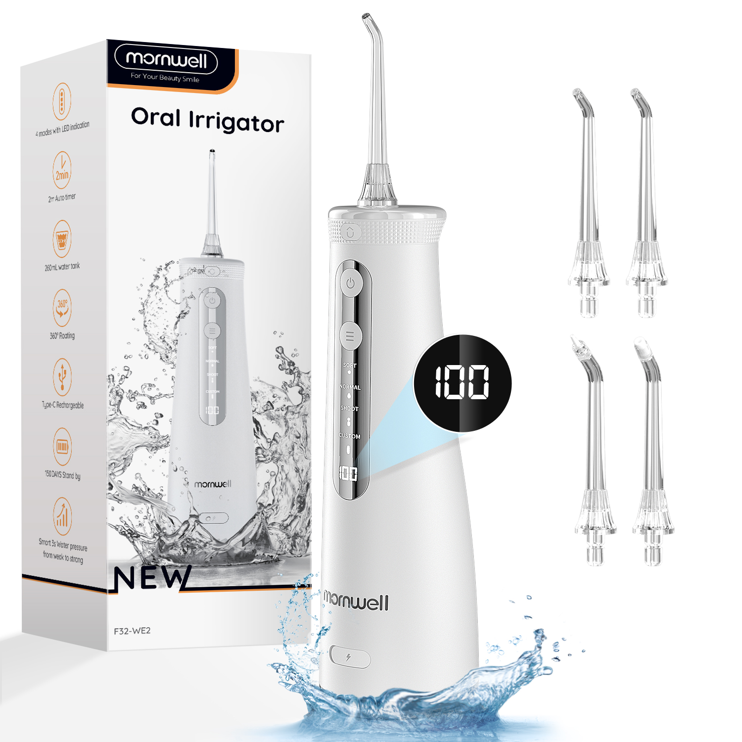 Water Flosser Cordless - Mornwell 5032 Water Floss Sonic Water