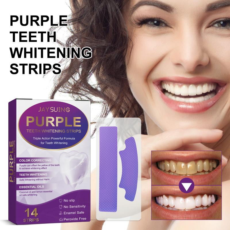 Teeth Whitening Strips - Jaysuing 14pcs Teeth Whitening Strips Purple