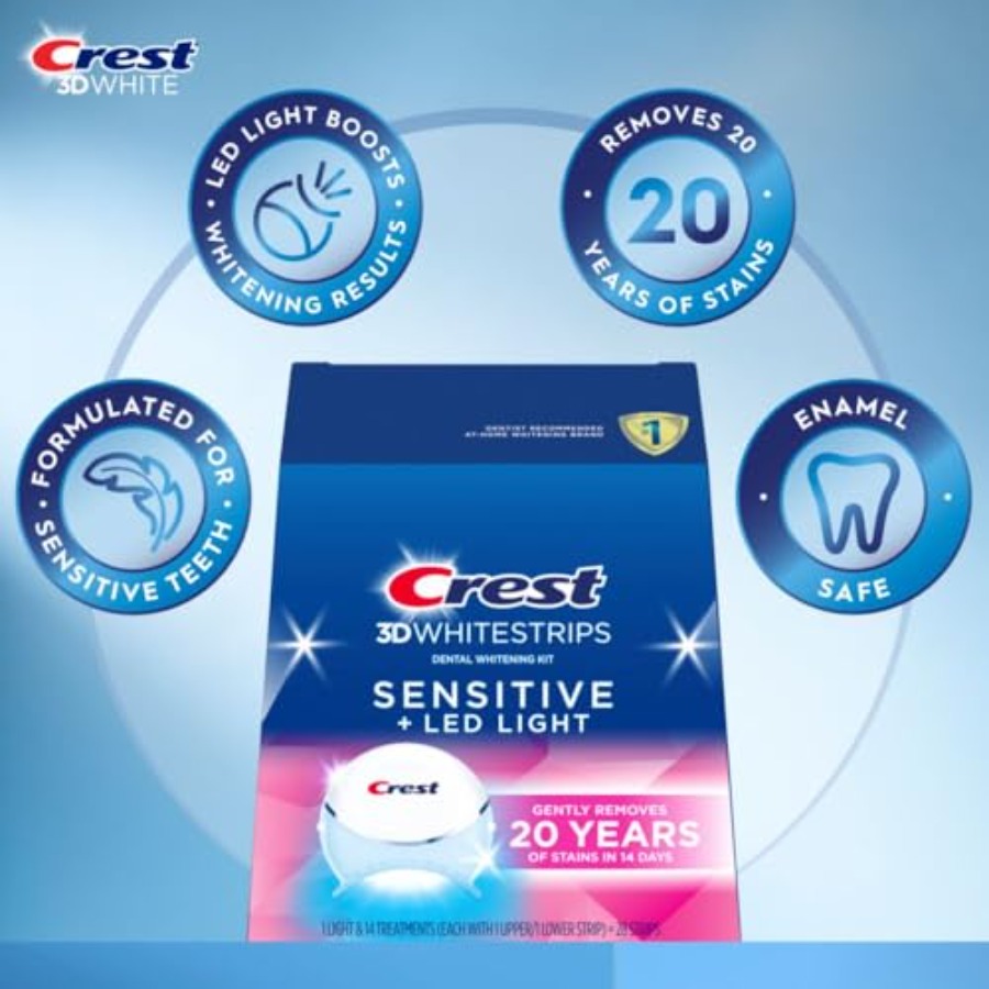 Crest 3D Whitestrips Sensitive - Teeth Whitening Kit With Light 리뷰 및 가격